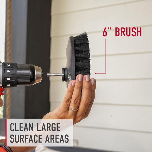 Hoover 6" Hard Bristle Cleaning Brush, for Heavy-Duty Whole-Home Cleaning, Drill and ONEPWR Cordless Scrubber Compatible, AH86300, Black...