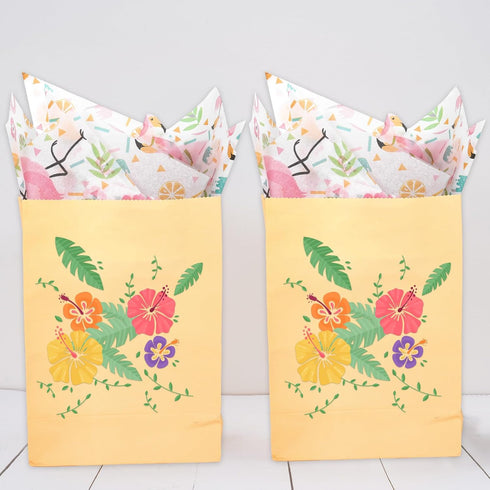 JarThenaAMCS 100 Sheets Hawaiian Tissue Paper Tropical Gift Wrapping Paper Palm Leaves Flamingo Decorative Art Craft Paper for DIY Crafts Summer B...