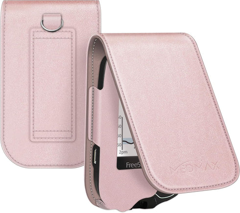 PU Leather Protective Case for Freestyle Libre 3 2 / Libre Reader, Lightweight Shockproof Diabetic Storage Carrying Case with Carabiner Clip and H...