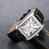 Men's Square Face Japan Quartz Watch Independent Second Dial Calendar Soft Leather Watches (Black)...