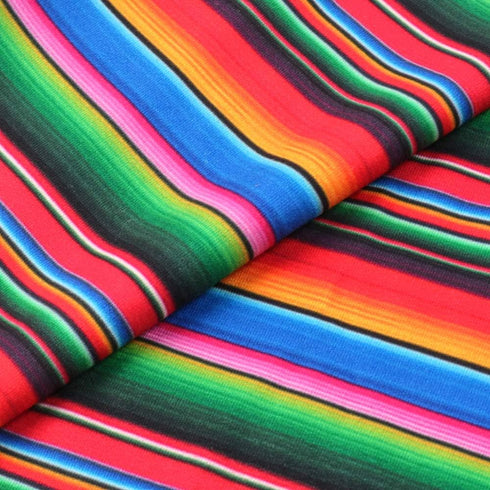 David Angie Colorful Ethnic Stripe Printed Double Brushed Polyester Fabric Soft Smooth 4 Way Stretch Knit Fabric by The Yard for Dress Sewing (Col...
