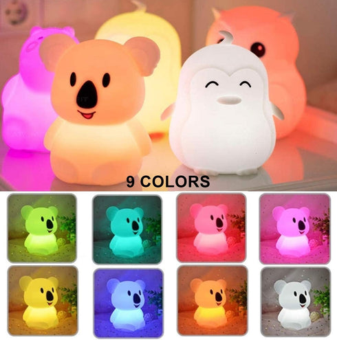 Koala Night Light for Kids Silicone Bedside Bedroom Lighting, Baby Nursery Light Sleeping NightLights, Color Changing Lamps - Eye Caring, Adjustab...