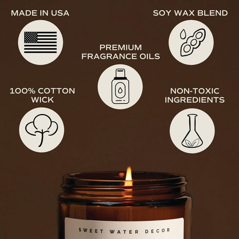 Sweet Water Decor Pumpkin Spice Candle | Pumpkin, Cloves, Buttercream, Cinnamon, and Vanilla Scented Candles for Home | 9oz Amber Jar with Black L...