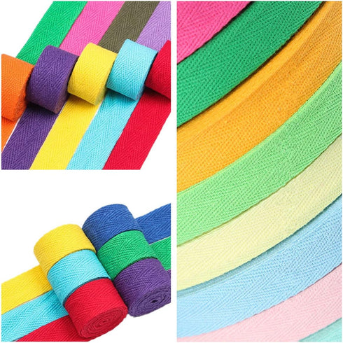 50 Yards Width 3/4inch Cotton Ribbon Herringbone Webbing Trim Fabric Twill Tape Tapestry for Bias Binding Gift Wrapping Embellishment Craft (Black...