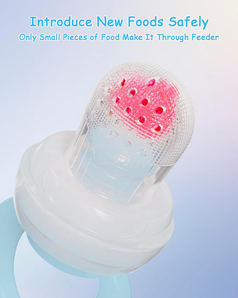 Silicone Baby Fruit Feeder with Freezer Tray (2 Pack),Baby Teethers,Baby Teething Toy,Breastmilk Popsicle Molds for Baby Teething Relief,Fresh Foo...