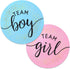 2.25” Gender Reveal Stickers for Party Invitations and Voting Games (80 Count) - Team Boy and Team Girl Labels with Gold Foil for Reveal Parties a...