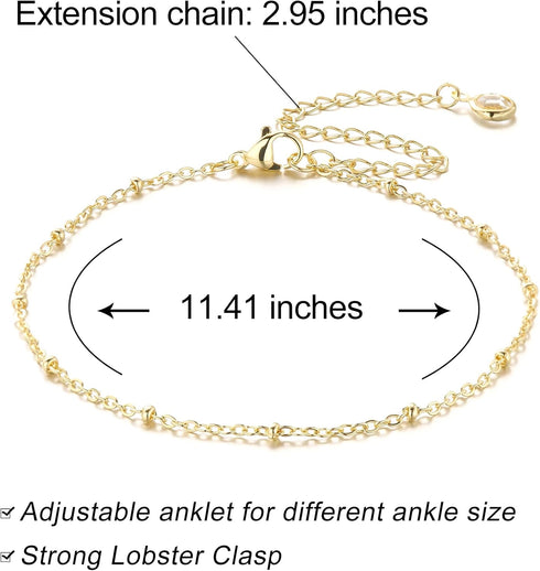Gold Ankle Bracelets for Women Summer Beach Dainty Layered Shining Tennis Anklet Cubic Zirconia Minimalist Simple Fashion Jewelry Anklet For Women...