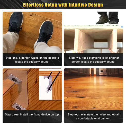 Squeaky Wood Relief Floor Repair Kit Can be Safely Used on Any 5/8 inch or Thicker subfloor,Eliminating Squeaky Floor Sounds,without holes(Black,6...