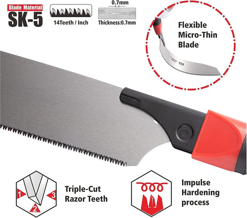 Japanese Hand Saw Pull Saw Flush Cut Saw Razor Fine Teeth Saw With 8 Inch?200MM?SK-5 Steel Blade For Woodworking...