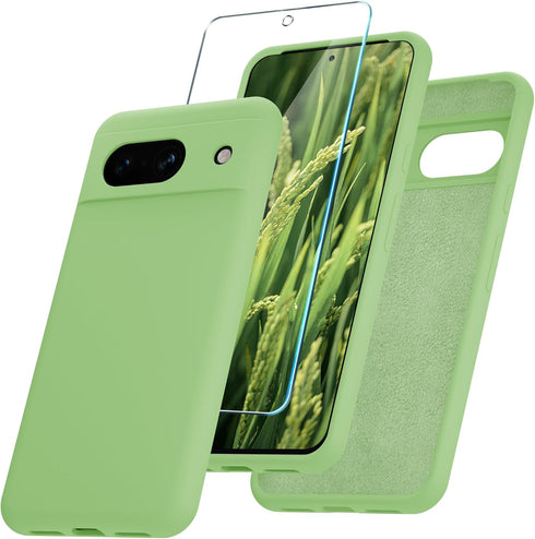 for Google Pixel 8a Case, Silicone Phone Case with 1 Screen Protector, Soft Anti-Scratch Microfiber Lining, Full Body Shockproof Slim Cover Suppor...