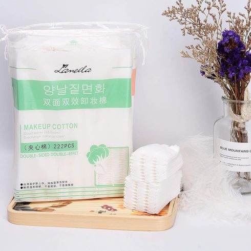 Noverlife 444PCS Makeup Cotton Pads, Facial Eye Makeup Remover Pads, Natural Premium Square Cotton Puff, Double-Side Save Water Soft Gentle Makeup...