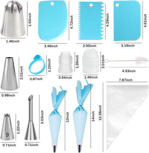 Piping Bags and Tips Set - 50Pcs Cake Decorating Supplies Kit with Icing Frosting Nozzles,Icing Scrapers,Reusable & Disposable Pastry Bags - Bakin...