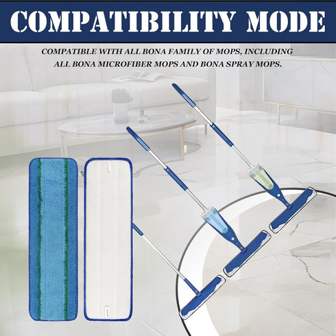 6 Pack Mop Pads Replacement for Bona Mop?18 Inch Reusable Microfiber Cleaning Pads for Hardwood Floors Wet Dry Mops Floor Cleaning Pads...