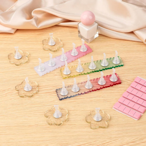 Prasacco Nail Stand for Press On, Nail Holder for Painting Nails Nails Display Practice Art Magnetic Nails Stand Acrylic Nail Art with 30 pcs Reus...