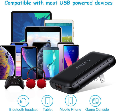 Flat USB Wall Charger, Costyle 3 Pack 18W 3A Quick Fast Charge 3.0 Adapter Slim Foldable USB Wall Plug Charging Block for Samsung Galaxy Android P...