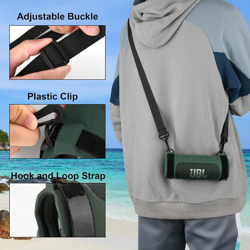 TXEsign Silicone Case Cover Compatible with JBL Flip 6 Bluetooth Speaker, Protective Case JBL Flip 6 Travel Speaker Pouch with Shoulder Strap and ...