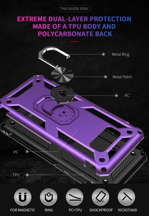 Samsung Galaxy S8 Plus Case with HD Screen Protectors, Androgate Military-Grade Metal Ring Holder Kickstand 15ft Drop Tested Shockproof Cover Case...