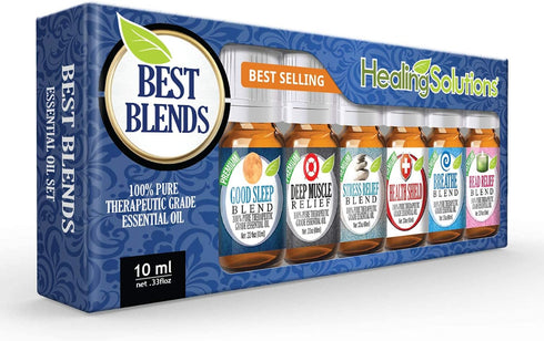 Healing Solutions - Best Blends Essential Oils Set (6x10ml) Pure for Gift Diffusers, Home - Essential Oils Wellness Set...