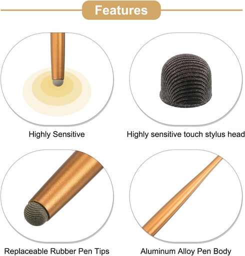 MECCANIXITY 2pcs Stylus Pens for Touch Screens Slim Universal Capacitive Stylus Pen for All Capacitive Touch Screen Device with 4 Fiber Fine Tips,...