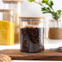 4 Pack Glass Storage Jars with Airtight Bamboo Lid, 27 OZ Glass Kitchen Canisters, Clear Container for Coffee Bean Storage, Dry Goods, Cookie, Can...