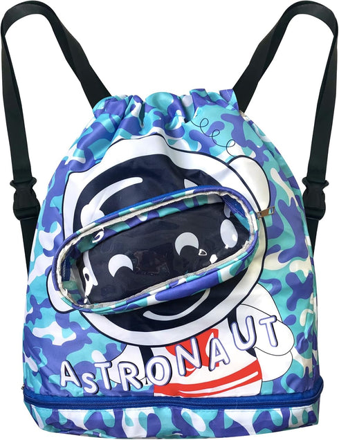 Astronaut Drawstring Swim Bags for Swimmers Lightweight Pool Gear Bag Beach Backpack for Women Men Gym Swimming Camping Hiking Shopping Dance Trav...