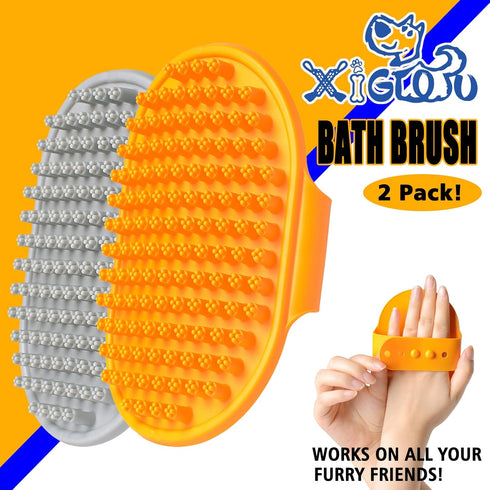 Dog Bath Brush, 2 Pcs Dog Brush for Shedding Short Haired Dogs, Dog Grooming Shedding Bath Brush Soothing Massage Rubber Bristles Curry Comb with ...