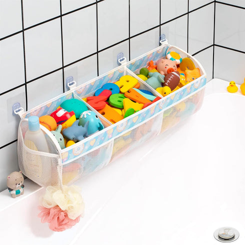 Mesh Bath Toy Storage for Tub - Sorting Baby Toys Bath Tub Toy Holder - Extra Large Capacity Bath Toy Organizer with Large Openings, Quick-drying ...