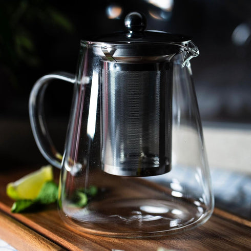 Glass Teapot with Removable Stainless Steel Infuser (32oz / 950ml) - High Borosilicate, Stovetop & Microwave Safe, Heat-Resistant Tea Kettle - Blo...