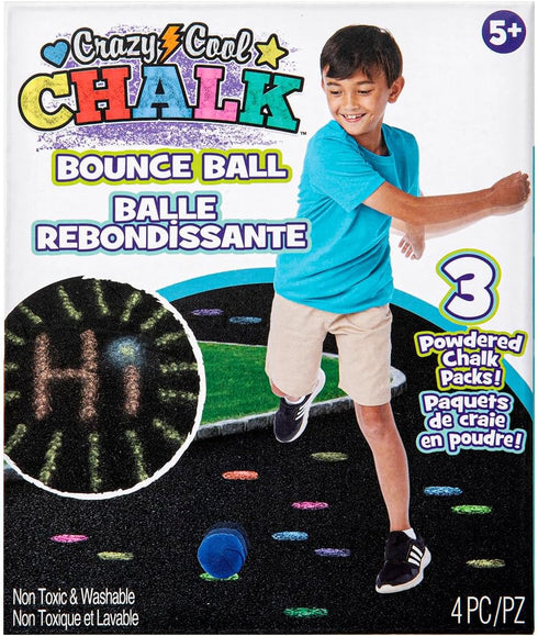 Crazy Cool Chalk - Bounce Ball - Washable, Non-Toxic, Chalk for Kids. Fun and Colorful Sidewalk Chalk for Creative Playtime on the Sidewalk or Dri...