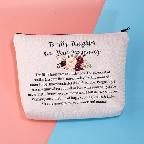 Pregnancy Daughter Makeup Bag with Waterproof Canvas and Zipper Closure...