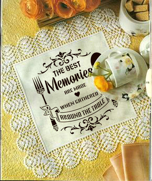 CrafTreat Kitchen Stencils for Painting on Wood, Wall, Tile, Furniture, Fabric and Floor -Dining Memories-12x12 Inches-Wall Stencils for Crafts-Qu...