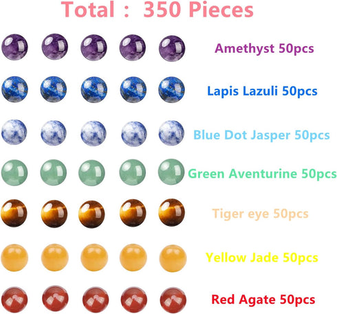 350pcs 4mm 7 Chakra Natural Stone Round Beads Crystals Energy Healing Genuine Real Stone DIY Charm Smooth Beading for Bracelet Necklace Earrings J...