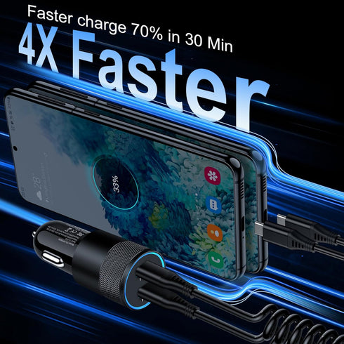 Type C Fast Car Charger for iPhone 15 Pro Max,Samsung Galaxy S24/S23/Z Flip5/Fold5/A55/A15/A54/S22/A14/A13,Pixel 8 Pro,60W Dual USB-C Car Rapid Ch...