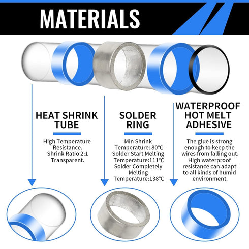 400PCS Solder Seal Wire Connectors, Sopoby Self Soldering Heat Shrink Butt Connector Solder Sleeve Waterproof Insulated Electrical Butt Splice Wir...