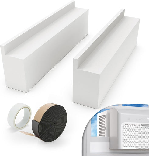 Window Air Conditioner Foam Block, 2 Pack U-Shaped Window AC Side Foam Block,Air Conditioner Insulation Foam Block with Foam Strip for U-Shaped Wi...