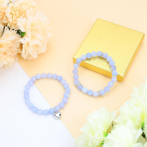 DUQGUHO Heart Bracelet for Women Healing Crystals Bracelets 8mm Love Charm Bracelet for Women Natural Stone Stretch Beads Bracelet Gifts for Women...