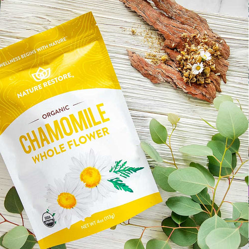 Organic Chamomile Whole Flower, Loose Leaf, Tea Leaves, 4oz (Packaging may vary)...