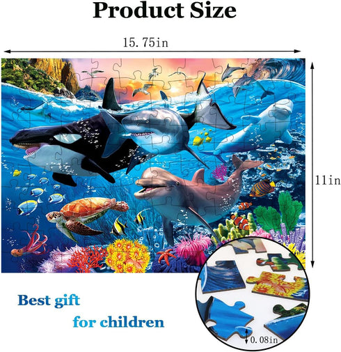 Puzzles for Kids Ages 4-8 Year Old - Underwater World,100 Piece Jigsaw Puzzle for Toddler Children Learning Educational Puzzles Toys for Boys and ...