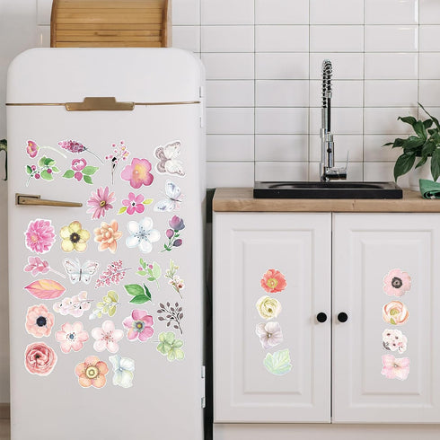 Water Bottle Stickers, Cute Flower Stickers for Laptop Tablet Phone Skateboard Travel Case, Waterproof Stickers for Adults Teens Kids (Flower Stic...