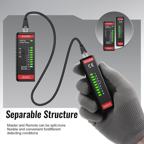 HT812A Network Cable Tester with RJ45 RJ11 Port, Ethernet Cable Tester, Ethernet Tester Tool Fast/Slow Gear, 60V Cable Telephone Line Continuity T...