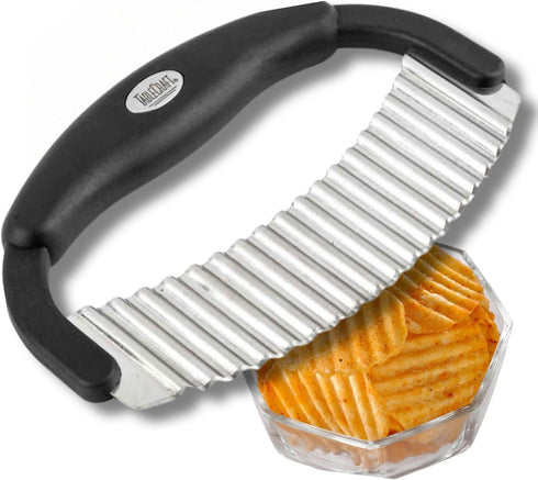 TableCraft H6610 Single Mezzaluna – Wavy Crinkle Cutter for Fruits, Vegetables, Pickles & Potatoes – Stainless Steel, One-Handed, Crinkle Cut Tool...