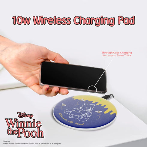 Disney Winnie The Pooh Wireless Charging Pad- 10 Watt Wireless Charging Station Compatible with All Qi Enabled Devices | Classic Winnie The Pooh G...