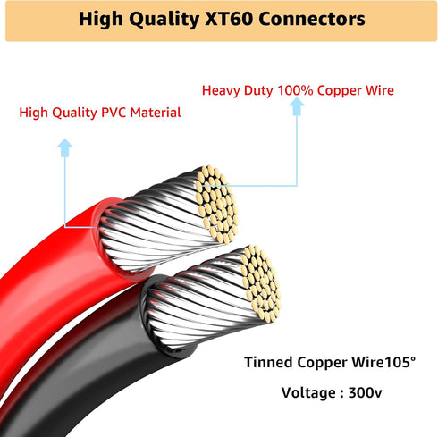 XT60 Male to 45A Anderson Connector Adapter. 10AWG Cable Suitable for Outdoor Power Banks, Lithium Battery Packs, Solar Panels to Portable Power S...