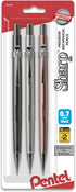 Pentel Sharp Mechanical Pencil, (0.7mm), Medium Line, Metallic Barrel, Assorted Colors, Pack of 3 (P207MBP3M)...