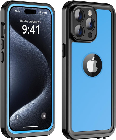 for iPhone 15 Pro Case Waterproof 6.1'', Full Protective Dustproof Shockproof Phone Case with Screen Protector for Apple iPhone 15 Pro (Blue)...
