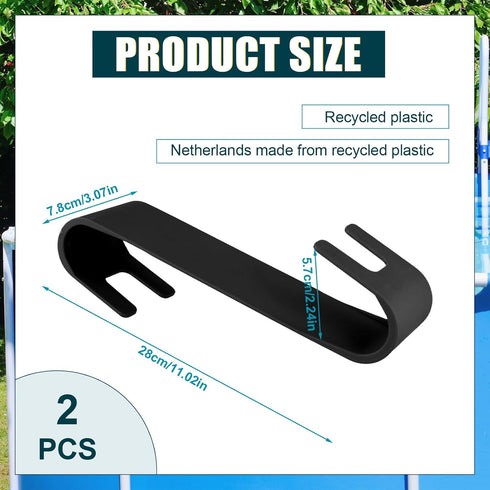 2pcs Pool Leaf Skimmer Net Holder, Heavy Duty Pool Pole Hangers Double Pool Pole Hooks Plastic Pool Fence Hooks for Telescopic Poles Skimmers Swim...