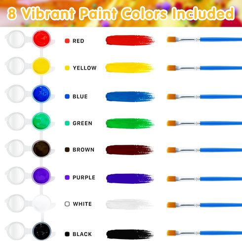 12 PCS Mini Acrylic Paint Set,Washable Filled Paint Sets for Kids & Adults,Mini Paint Set with 8 Vivid Colors & Paint Brushes,Kids Paint Bulk Set ...