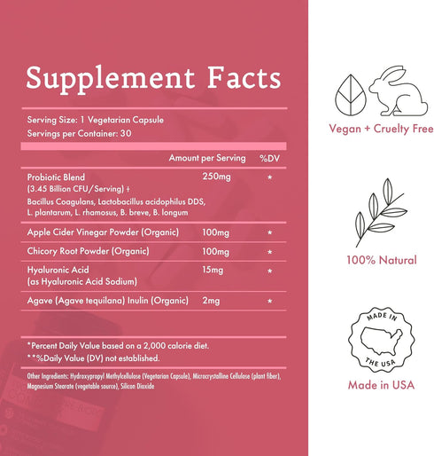 Probiotic & Prebiotic Complex - Support Women's Digestive & Gut Health - 3.45 Billion CFU Lactobacillus Probiotics for Clearer Skin - Daily Probio...