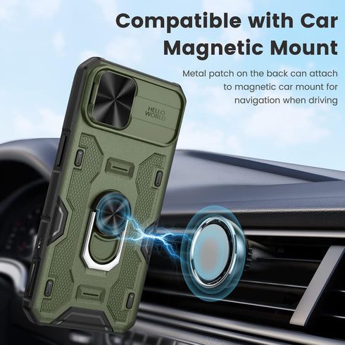Caka for iPhone 14 Plus Case, 14 Plus Case with Camera Cover & Kickstand, Built-in 360°Rotate Ring Stand Magnetic Magnet Protective Phone Case Cov...