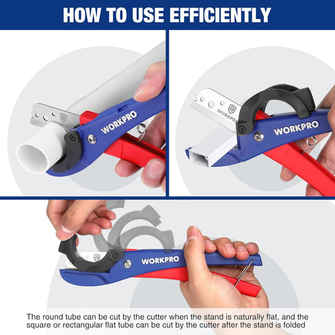 WORKPRO PEX Cutter with Sharp Blades, Hose Cutter with 1/8"-1-5/8" Cutting Capacity, Can be cut at 45° or 30°, Tubing Cutter for PPR, PE, PP, and ...
